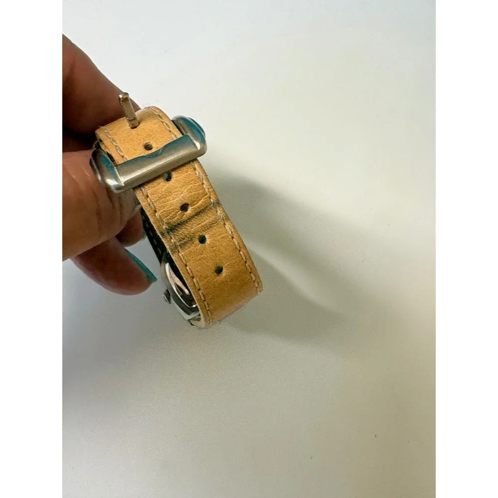 Kenneth Cole Reaction Mens Watch Tan Leather Strap Date Window V29‎ Quartz